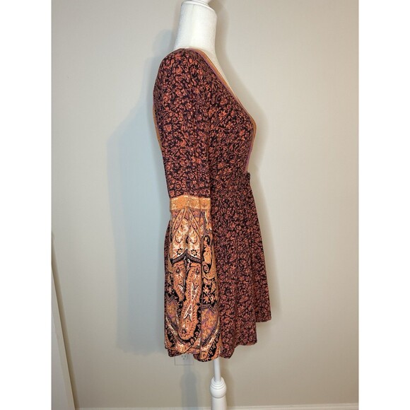 Free People Romper Boho Shorts Jumpsuit Orange Flutter Sleeve Womens M - Picture 5 of 12